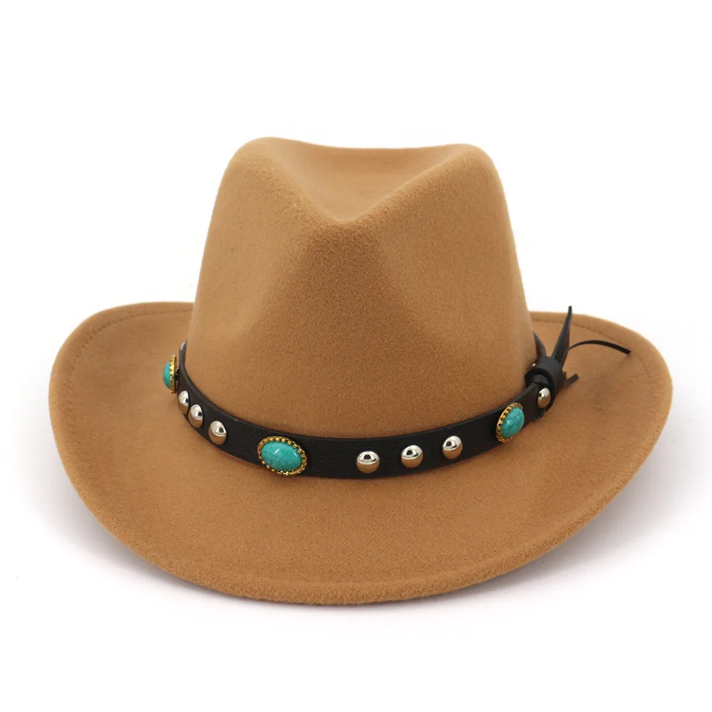 

Unisex Western Cowboy Hat with Rope Wide Brim Trendy Solid Color Jazz Hat Cowgirl Caps for Women and Men Outdoor Activities