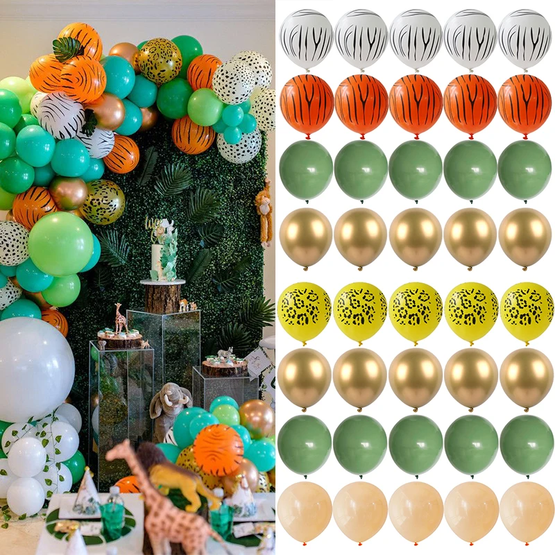 

20pcs 12inch Jungle Animal Latex Balloons Kit Green Gold Balls Safari Wild Animal Birthday Wedding Party Decoration Gift Globos