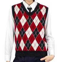 dazcos argyle plaid pullover v neck sweater vest knit spring fall winter women men fashion casual knitted sleeveless vest top