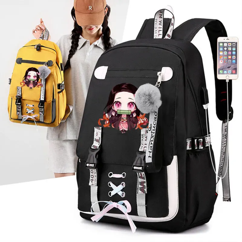 

Demon Slayer Nezuko Backpacks Cosplay School Bag For Teenager Canvas Laptop Back Pack Women Rucksack Daily Girls' Bookbags