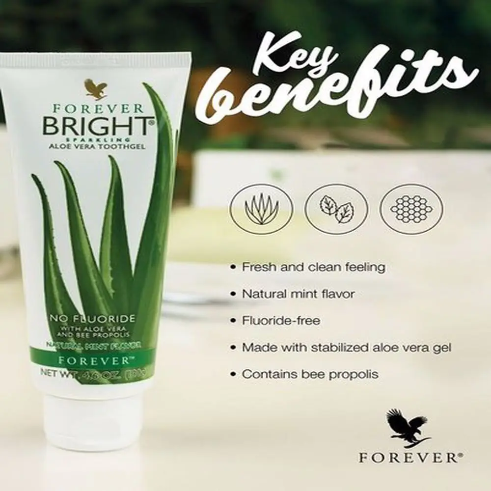 FOREVER LIVING BRIGHT Natural Aloe Vera Toothpaste Fluoride Free Vegan White Healthy Teeth Toothgel FEDEX EXPRESS FAST DELIVERY