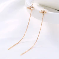 new arrival crystal trendy ear flower tassel earbone clip dangle earrings long pendant female elegant jewelry