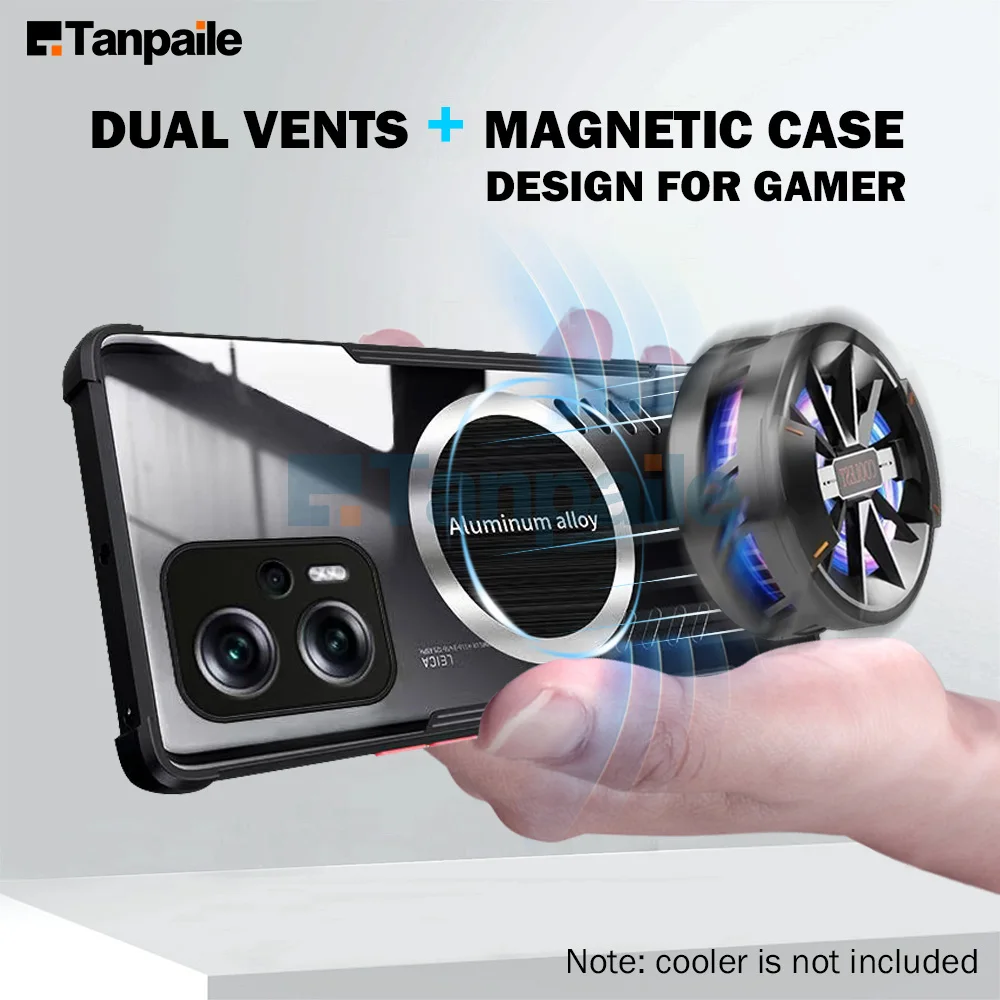 

Tanpaile Cooling Magnetic Case For Xiaomi Redmi Note 11T Pro Plus 5G POCO Magsafe Hard Bumper Heat Dissipation Phone Back Cover