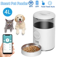 4l automatic pet feeder stainless steel pet food bowl app wifi smart auto dog cat feeder dual power supply anti stuck food