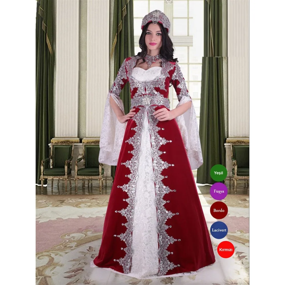 

Henna Caftan Dress 5 Pieces for Bride Burgundy Kaftan