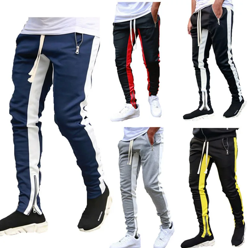 Jogging Pants For Men Breathable Sport Sweatpants With Zip Pocket Gym Training Workout Athletic Soccer Running Trousers Black