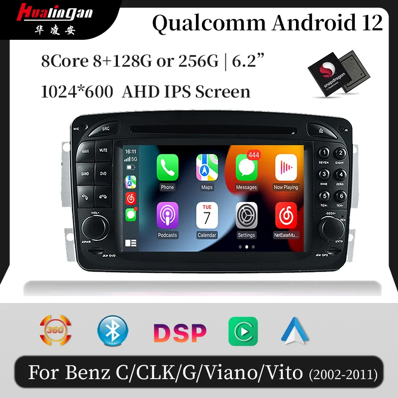

Hualingan For Benz Vaneo/Viano/Vito/C/A/CLK/G, 6.2 inch Android Car multimedia DVD Player Stereo Screen Carplay WIFI Auto Radio