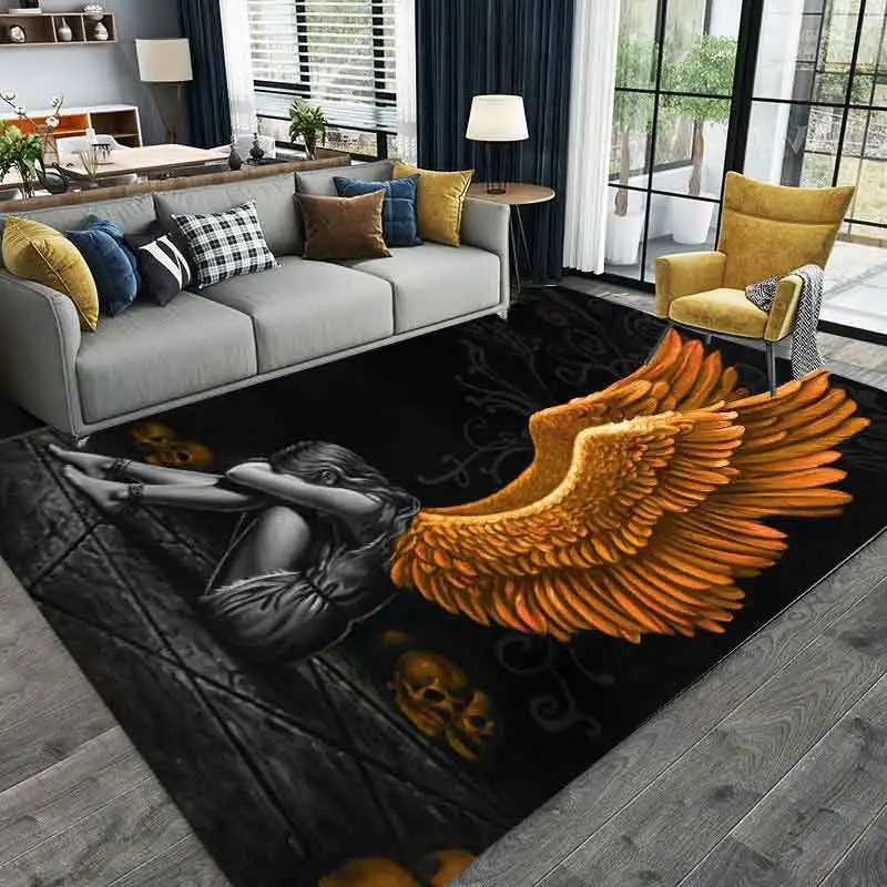 

Golden Angel Wings Washable Floor Lounge Rug Large Area Carpets for Living Room Rugs Bedroom Carpet Modern Room Decor Mat