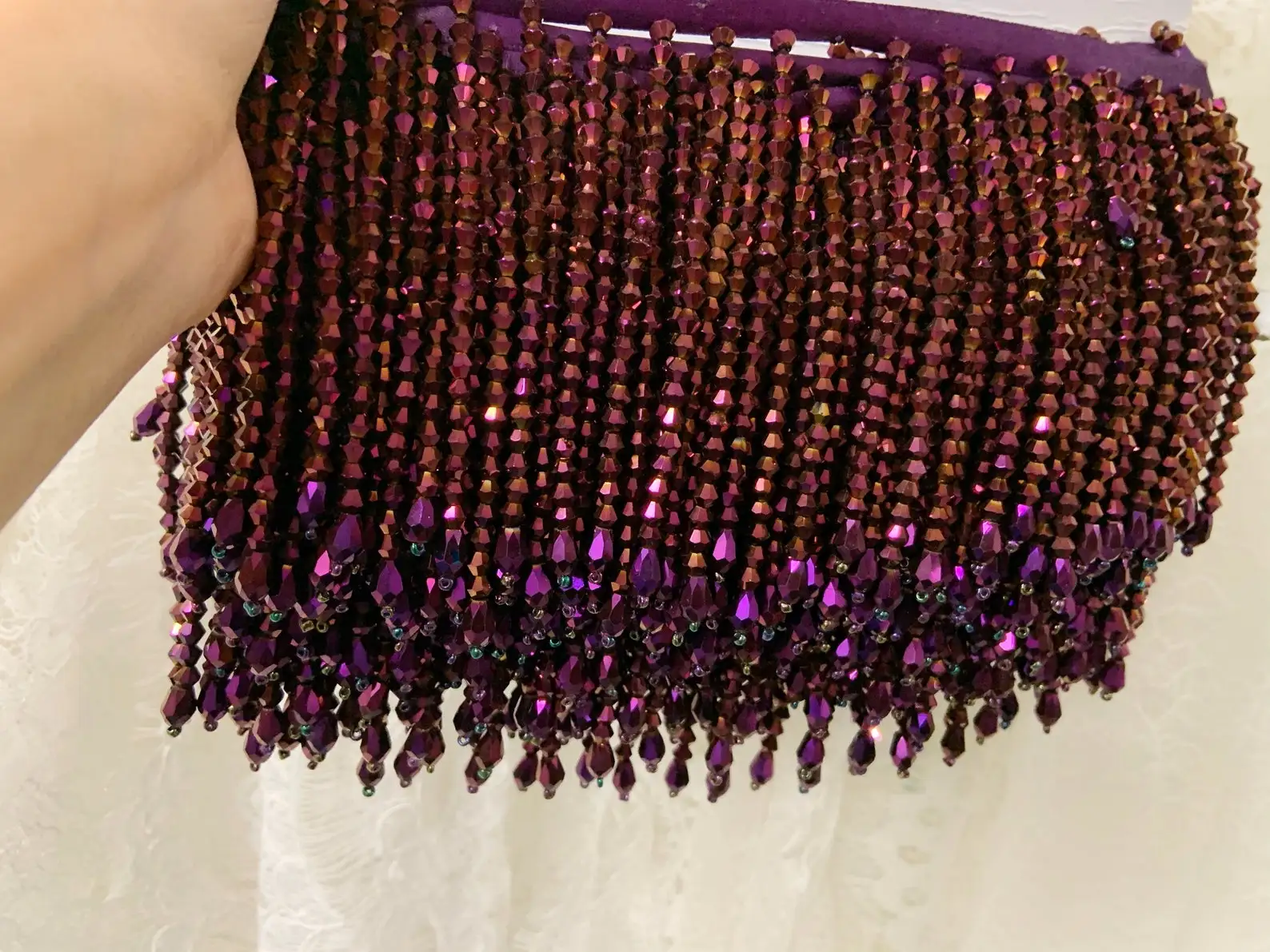 1 ярд телесного цвета с кристаллами бахромой и кисточками для танцевального