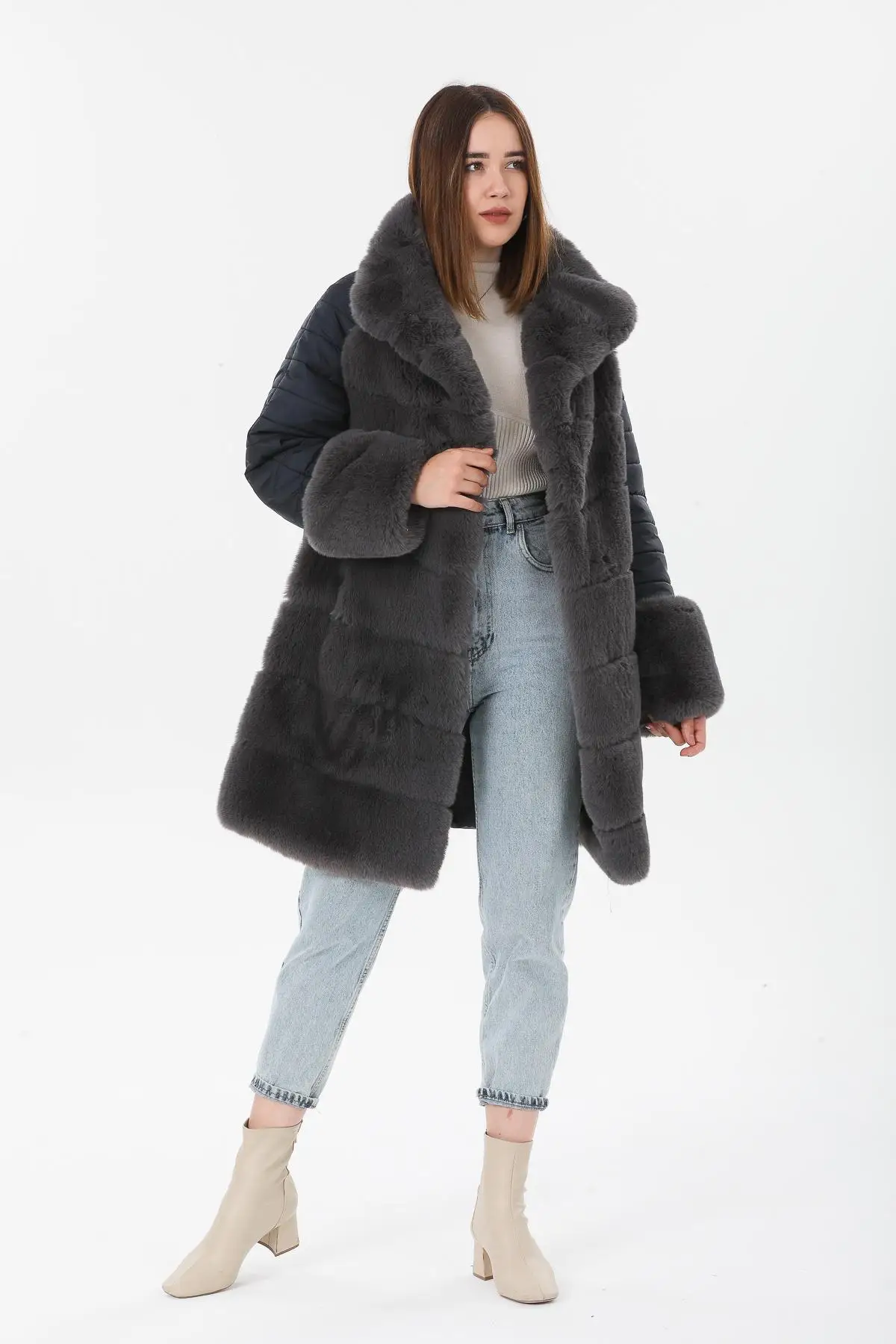 

DesingONB Amella искусственная кожа, шерсть, мех, серая Дымчатая ткань, Смешанная, Сделано в Турции