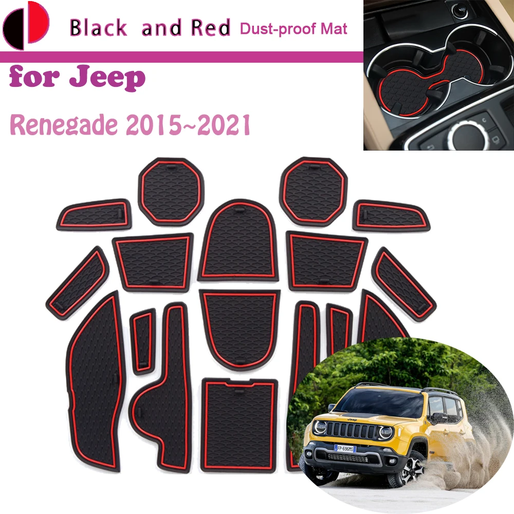 

Rubber Door Groove Mat For Jeep Renegade 2015~2021 2016 Cushion Gate Storage Slot Coaster Dust-proof Car Interior Sticker Pad