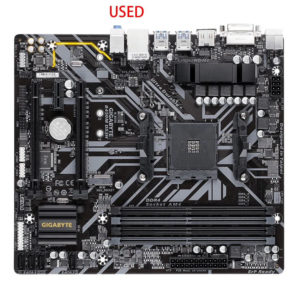 Gigabyte GA-B450M DS3H для AMD AM4 Ryzen 3/5/7/9 1th.2th.3th.Athlon USB3.1 HDMI M.2 B450 Micro-ATX материнская плата