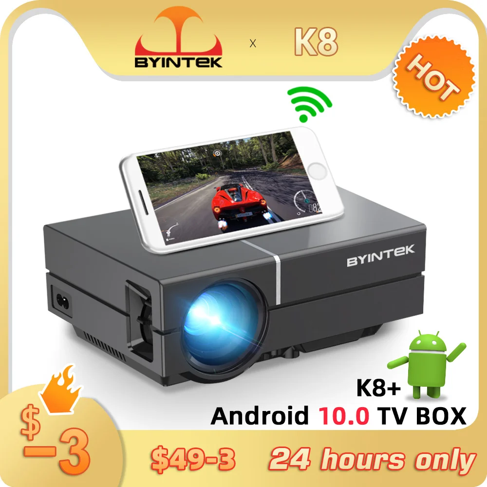 BYINTEK K8 Мини светодиодный HD 720P LCD 1080P домашний кинотеатр портативный Видеопроектор
