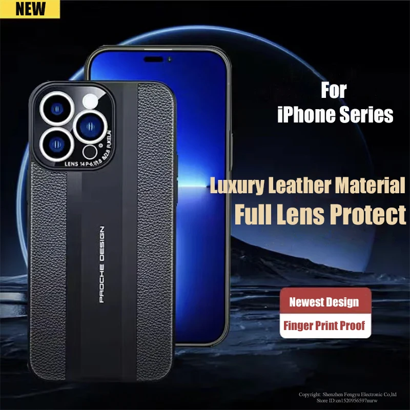 

Luxury Leather Phone Case for iPhone 14 13 12 Pro Max Plus Cases Accessories Full Lens Protect Porcelain Mobile Cell Cover