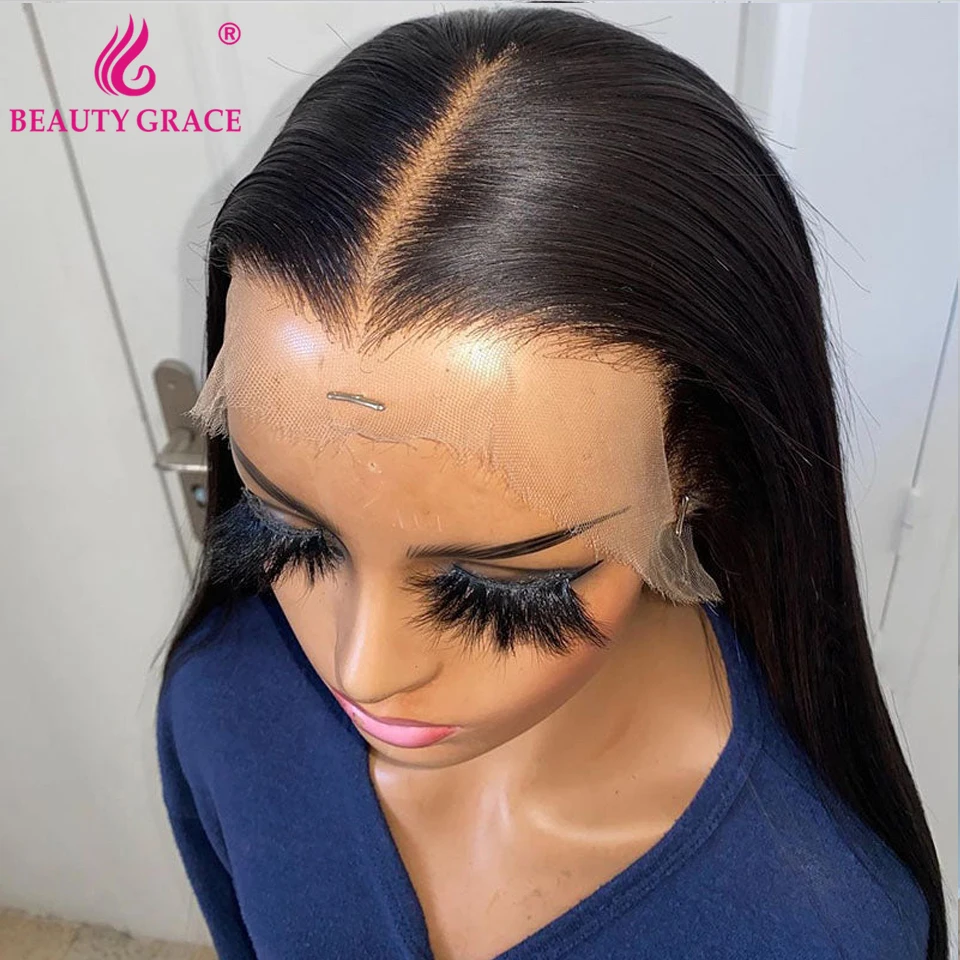 Brazilian Bone Straight Human Hair Wigs For Women Transparent 13x4 Lace Frontal Wig 30 34 Inch Bone Straight Lace Front Wig