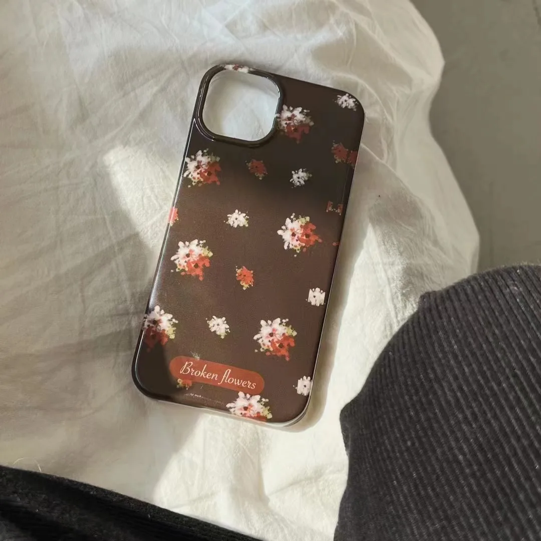 

Wine Color Imd Soft Phone Case For Iphone 11 12 13 14 Pro Max Retro Flower Dozcell Capa 11Promax 14Plus Back Cover