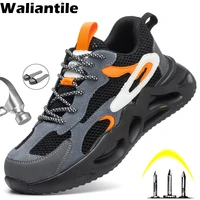 waliantile breathable light safety shoes for men outdoor protective anti smashing work shoes non slip safety work sneakers men