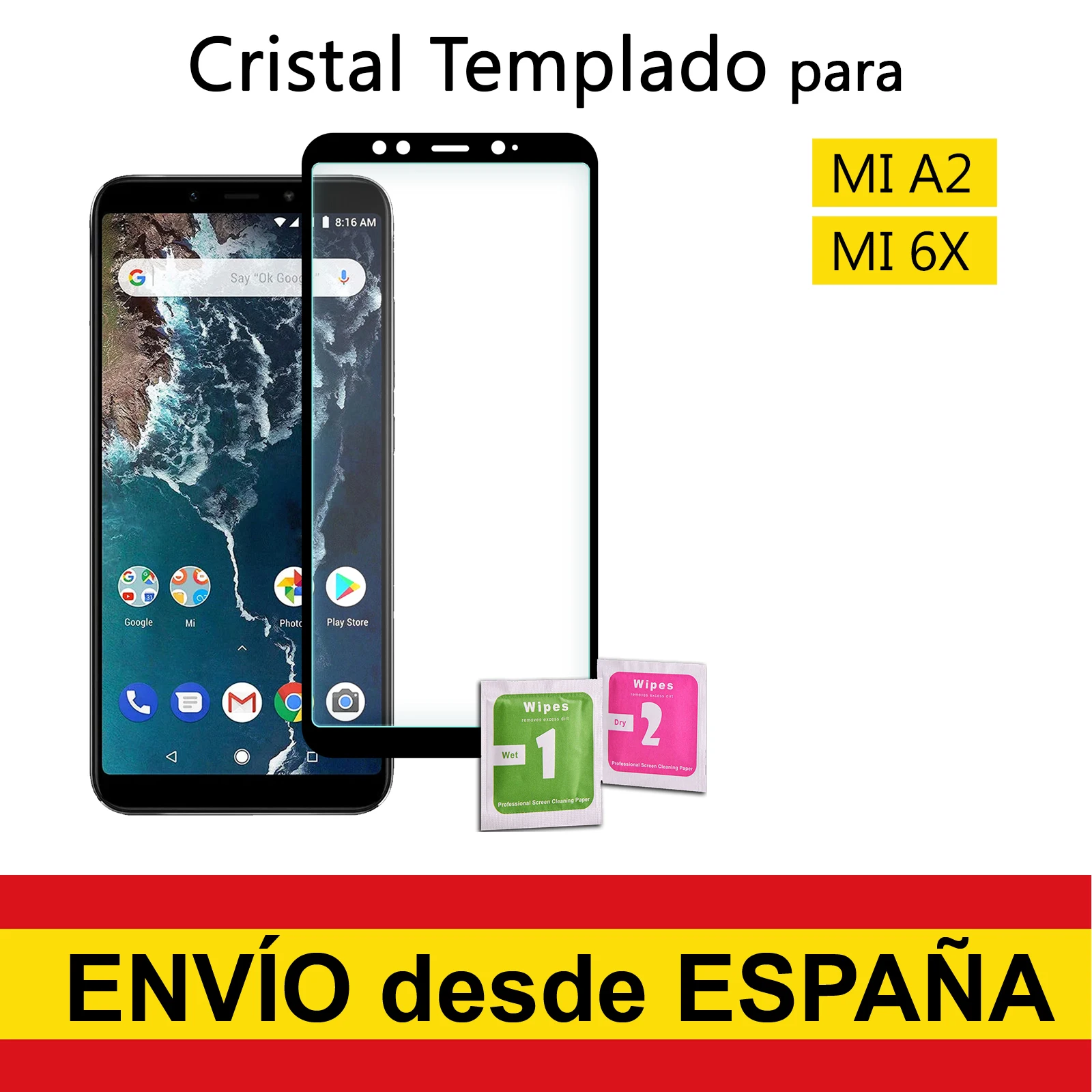 Tempered Glass Screen Protector for XIAOMI MI A2 / MI 6X, BLACK Full Frontal Quality Premium 9H 0.33mm