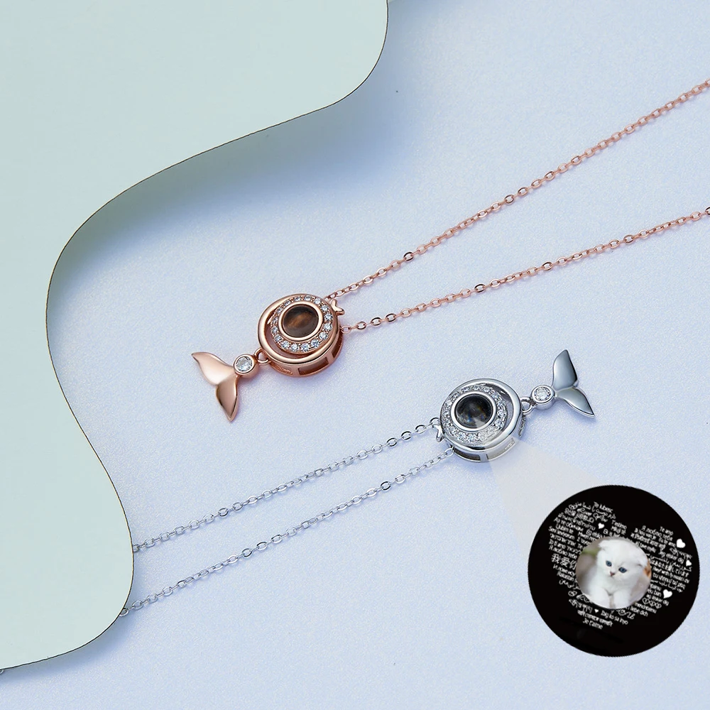 Ожерелье из серебра 925 пробы с проекцией фото для женщин персонализированный