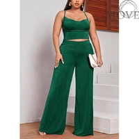 plus size 4xl 5xl women top and pants summer sexy two piece sets womens outifits plus size women clothing set sleeveless top