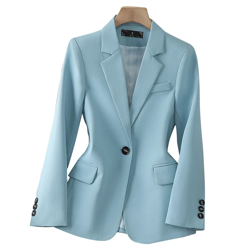 

Spring Autumn Women's Long Sleeve Professional Pink Suit Coat Formal Temperament Slim Fit Long Sleeve Top Female Blazers