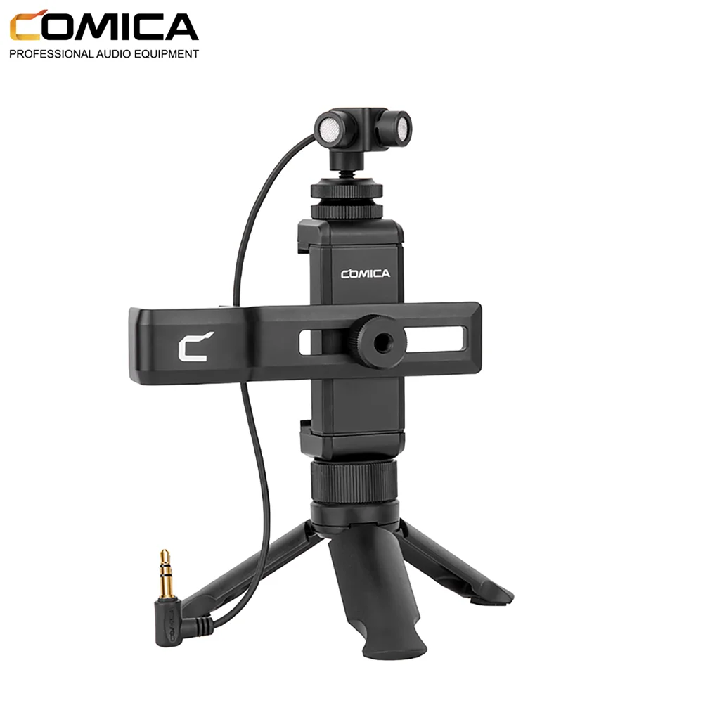 Comica CVM-MT-K1 Smartphone Microphone Kit Shotgun Microphone Multi-funtional Mic XY Stereo Dual-Mic With Tripod For OSMO POCKET