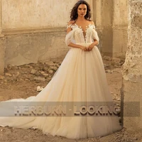 HERBURN Sweet Pastrol Wedding Dresses Made To Order Sexy Illusion Chiffon Advanced Vestidos De Novia Brautmode Robe Mariee