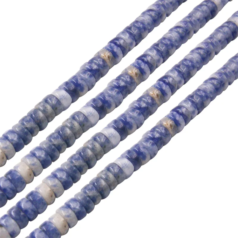 

Blue Spoted Jasper Natural Stone Beads Strand Heishi Disc Rondelle 2x4mm For Making Bracelet Jewelry Necklace Earrings Craft