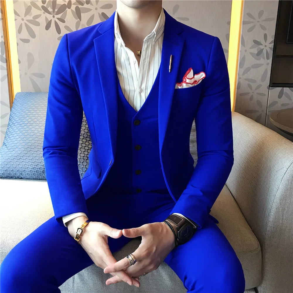 Классический облегающий мужской костюм из 3 предметов белый официальный смокинг