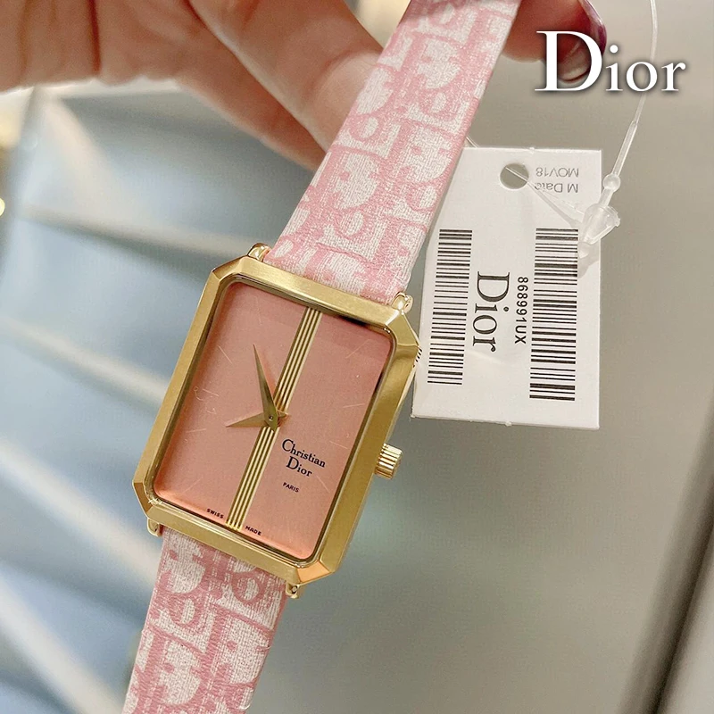 Ювелирные изделия для женских часов в стиле Dior роскошные розовые часы квадратный