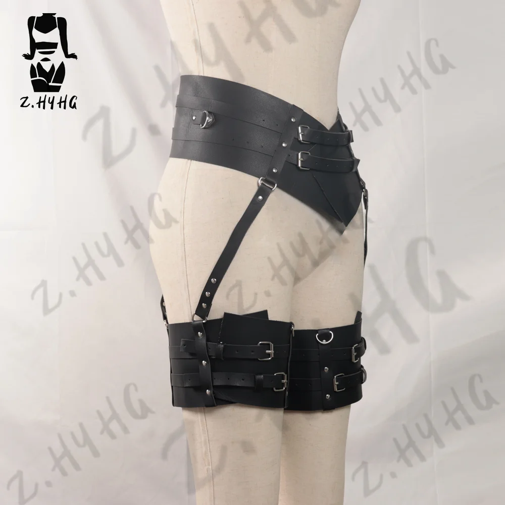 Sexy Gothic Leather Harness Garter Belt Bdsm Body Bondage Cage Punk Lingerie Women Leg Suspenders Straps Thigh Stockings Female