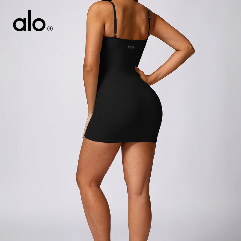 Женская одежда для йоги в стиле ALO коричневое платье на бедрах подтяжках