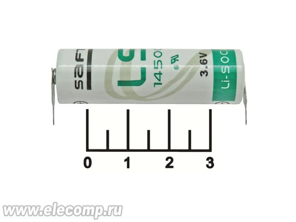 Литиевый элемент AA 3.6V 2.25A LS14500 с выводами Saft