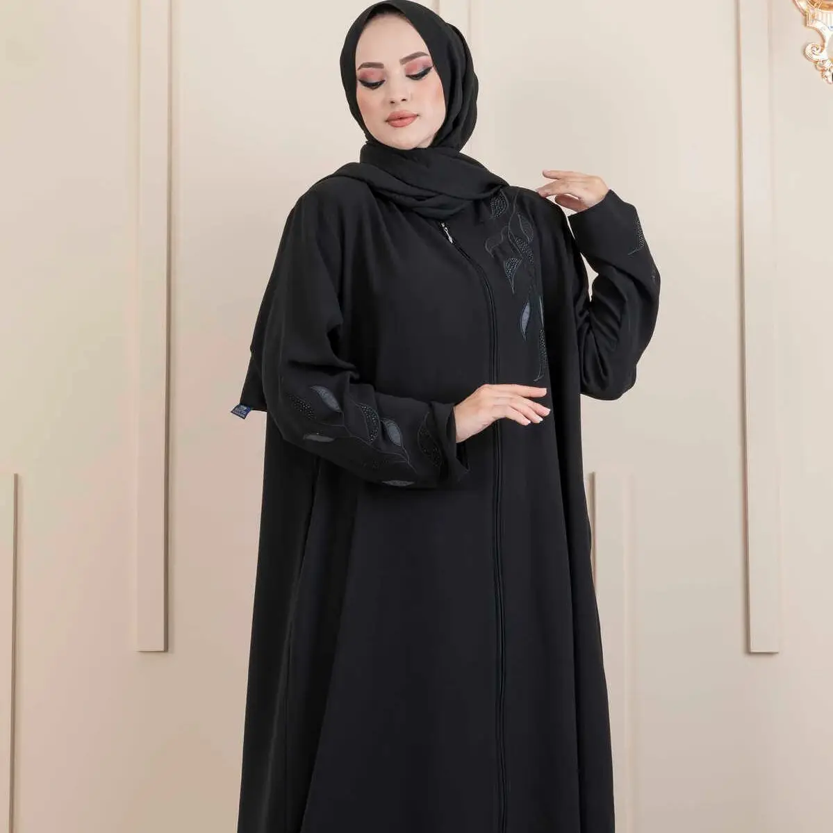 Leaf Patterned Honeycomb Hijab Abaya Dress Turkey Muslim Fashion Islam Clothing Dubai Istanbul Istanbulstyles 2022