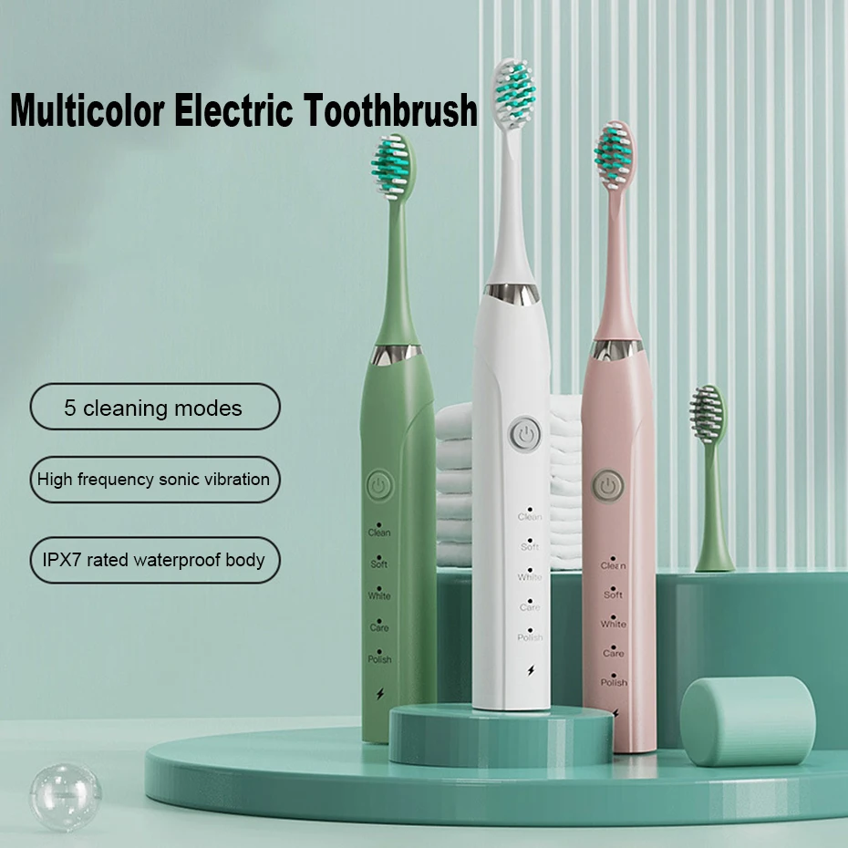 Sonic Electric Toothbrush for Adults Children Ultrasonic Automatic Vibrator Whitening Ipx7 Waterproof Brush Head Battery Type enlarge