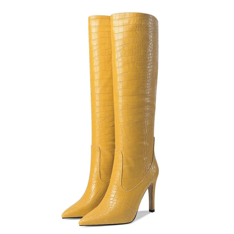 

Solid Color Botas Femininas Fall Pointed Head Long Boots Knee High Women Fashion Outdoor Shoes Fine Heel Female Pump
