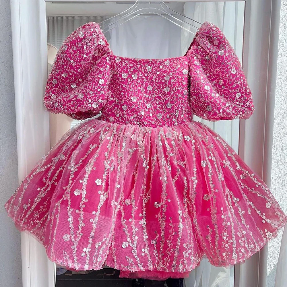 

Puffy Glitter Flower Girl Dress Short Princess Dress Chrismas Gift Girl Party Dress Baby Girl Dress Girl Birthday Dress