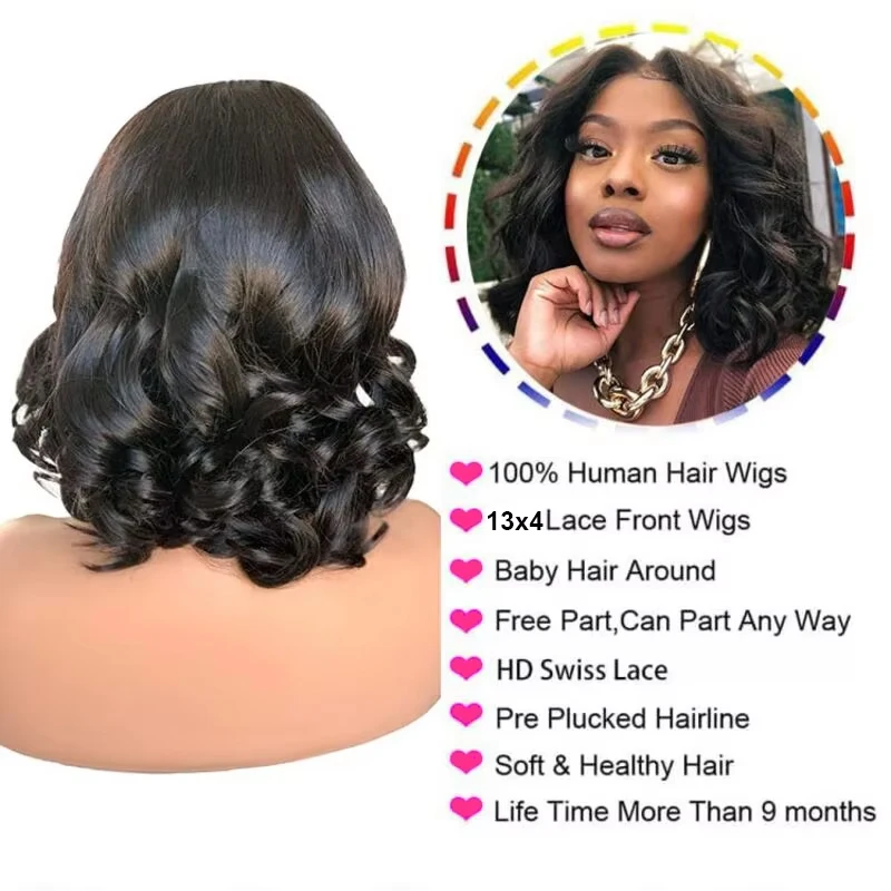 Фото Парик-фронтал из натуральных волос Body Wave с HD-кружевом, 230% плотности, короткий боб, 13x4, 13x6, прозрачный кружевной фронтальный парик для женщин №5