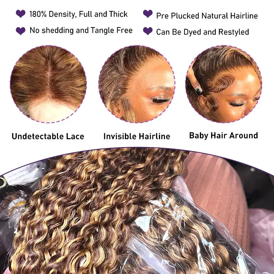 Короткий Парик Боб С Омбре Глубокая Волна 4/27 Коричневый Цвет Кружево Спереди