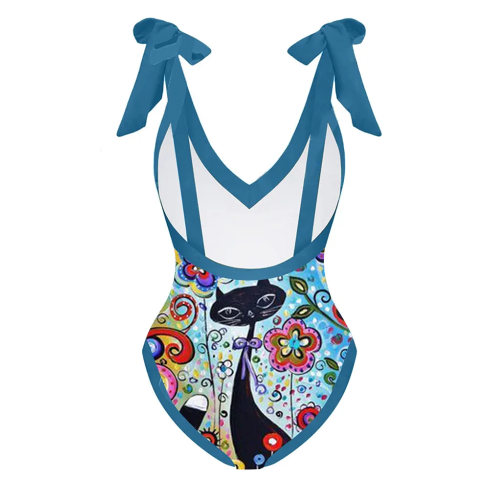 Fashion Deep-v One-piece Swimsuit and Cover Up Sexy Floral-print Bikini Set Summer Swimming Biquini Women Beachwear Bathing Suit