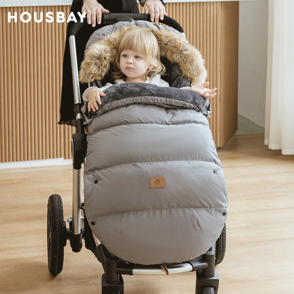 Baby Stroller Sack Winter Footmuff Thicker Sleeping Bag For Babies 0-36Months Envelope Detachable Fur Collar Windproof Warm