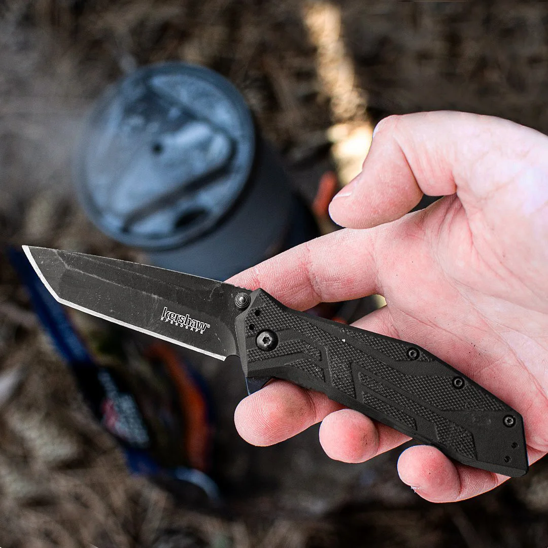 

Tactical EDC Kershaw Brawler 1990 Folding Pocket Defensive Knife, 3” Back-Oxide 8Cr13MoV Blade Black Glass-Filled Nylon Handles