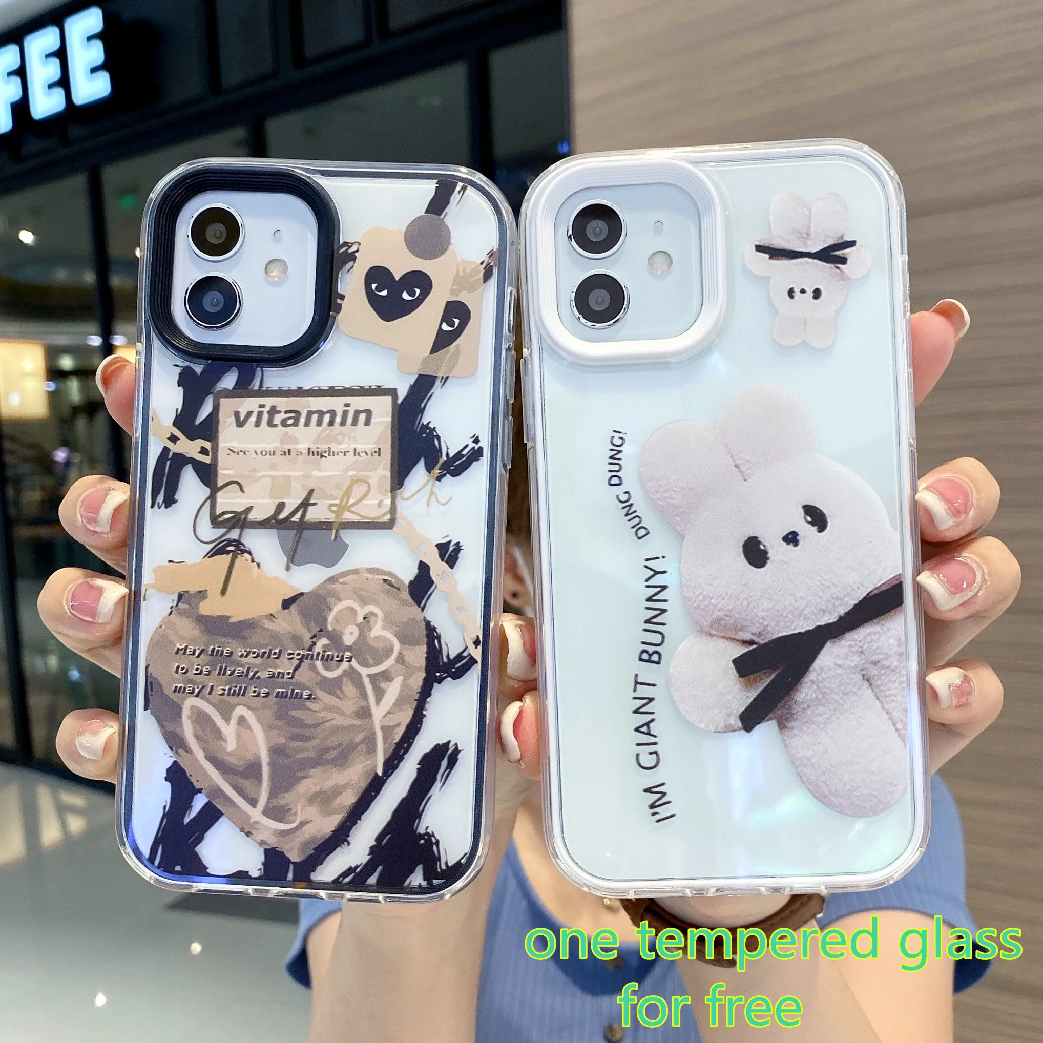

5PCS 3 in 1 Love Heart Cute Bunny Silicone Case for iPhone 11 12 13 Pro Max Silicone Cover iPhone 11 чехол айфон Funda iPhone 13