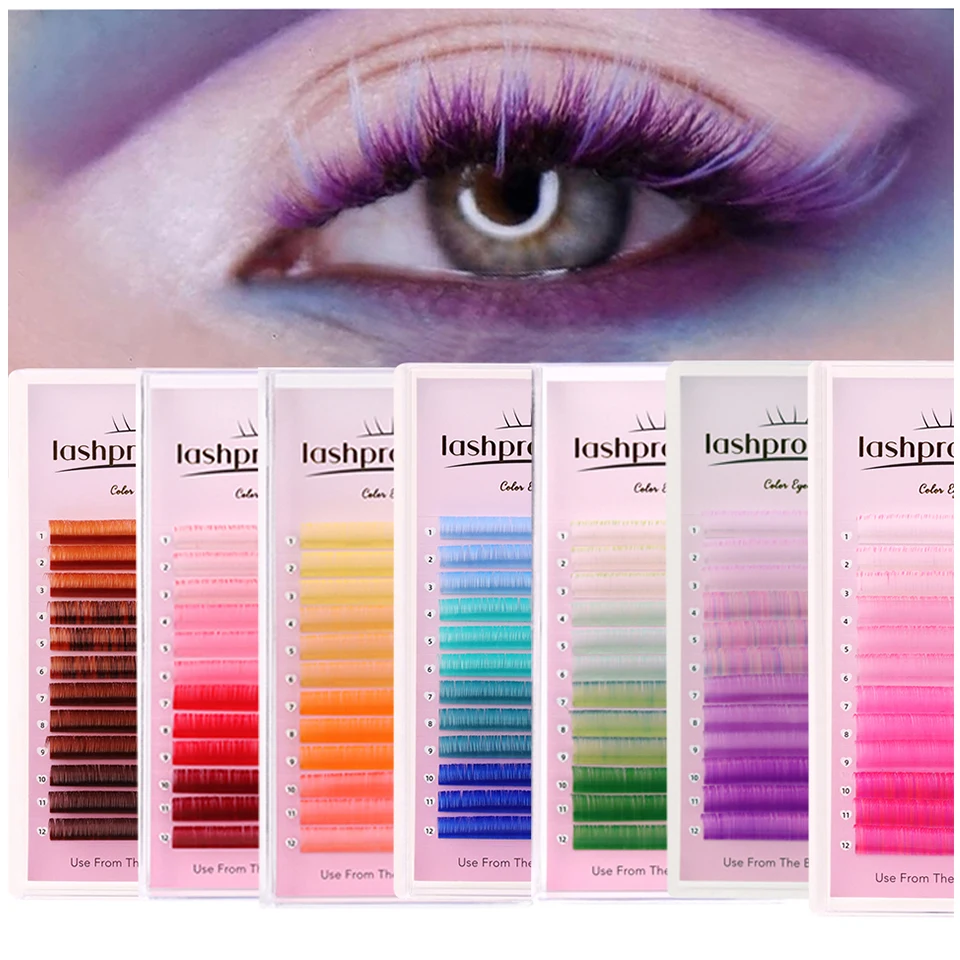 

Lashprofessor Colourful Russian Eyelash Extensions Individual Brown Blue Pink Purple Natural False Makeup Mix Color Lashes Cilia
