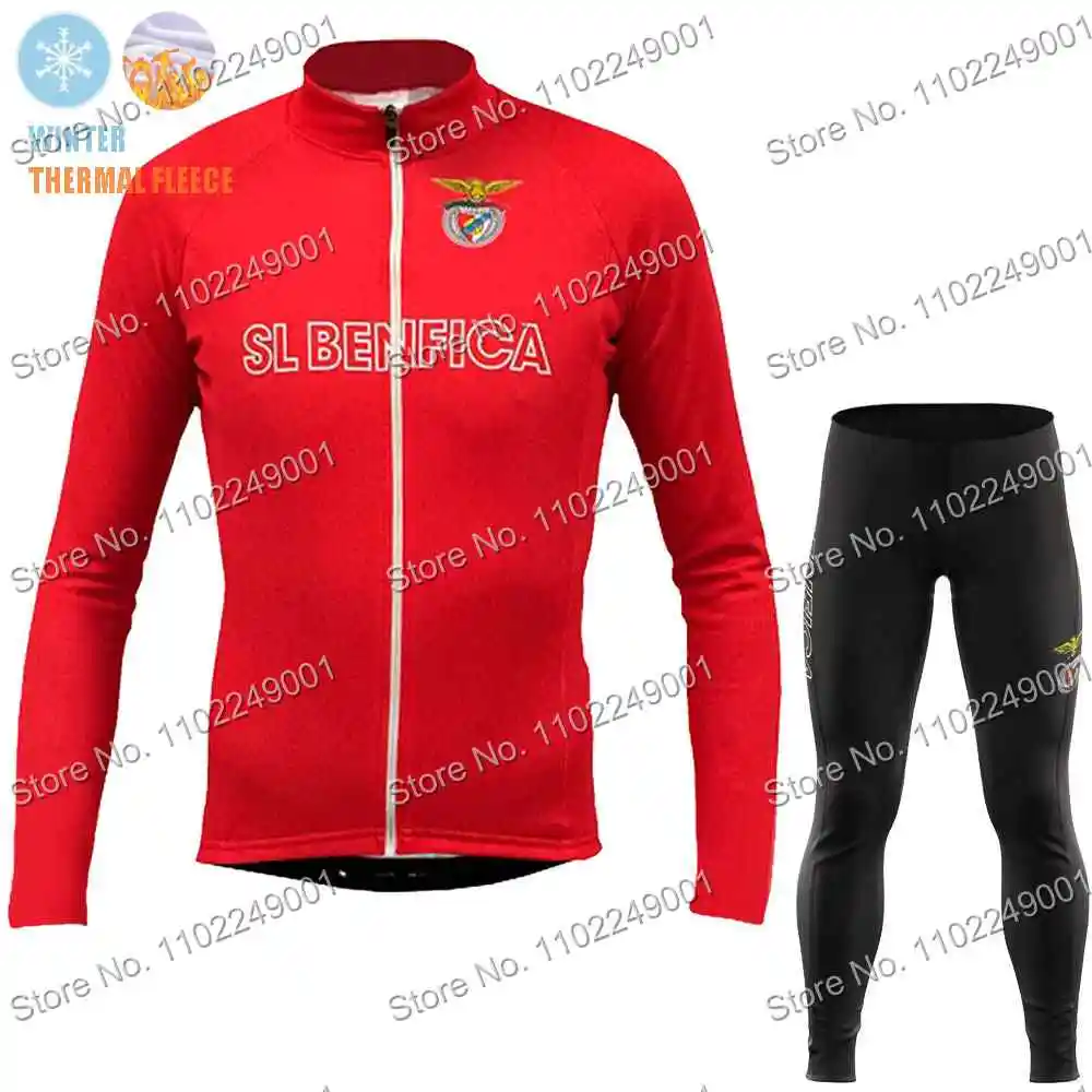 Комплект длиннорукавной майки Benfica Cycling и брюк для велосипеда с термоизоляцией Portugal Pro Team Winter Clothing Men Road Bike Thermal Jacket Bicycle Pants MTB.