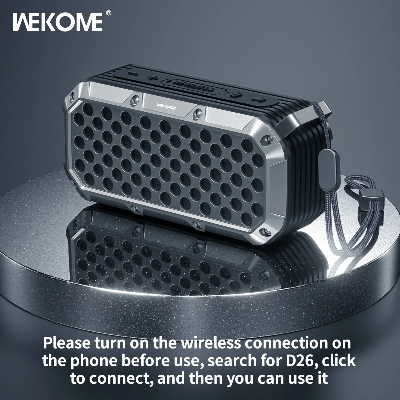 Беспроводная уличная Bluetooth Колонка WEKOME, Портативная стерео-колонка с поддержкой Bluetooth, с водонепроницаемостью IPX5, для кемпинга и дома
