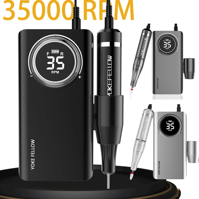 

Protable 35000RPM Electric Nail Drill Machine LCD Display Rechargeable Electric Nail Sander Low Noisy For Nail Art Salon Tools