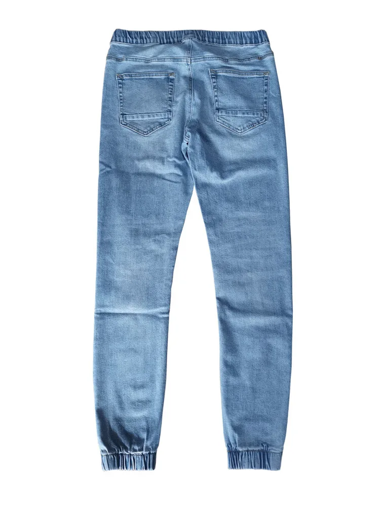 High Quality Retro Washed Men'S Lace-Up Slim Fit Elastic Size 29-36 Casual Street Wear Jeans Jogger Pencil Jeans For Men