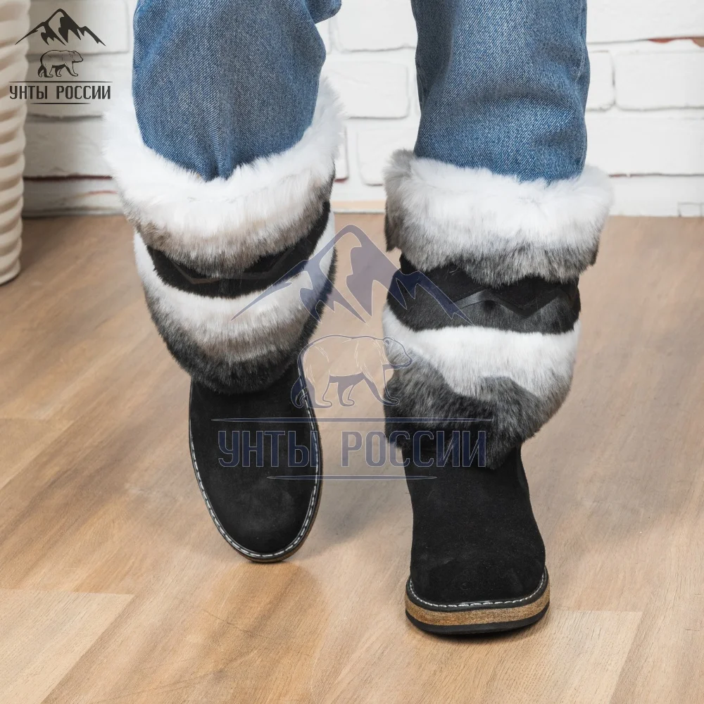 Унты женские натуральные шиншилла войлочная и литая подошва сапоги зимние