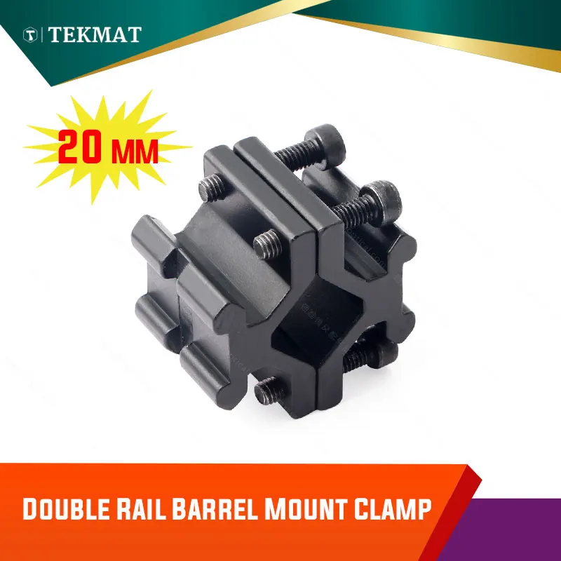 

Xhunter Double 20mm Rail Barrel Mount Clamp For Rifle Gun Scope Light Laser Bipod Quick Adjustable Matte Black Aluminum